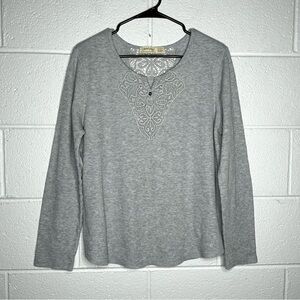 < Y2K Faded Glory Gray Thermal Long Sleeve Top >